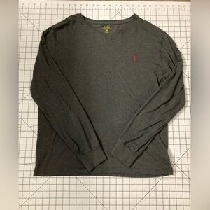 Polo Ralph Lauren Men’s Gray Medium V-neck Long Sleeve Tee